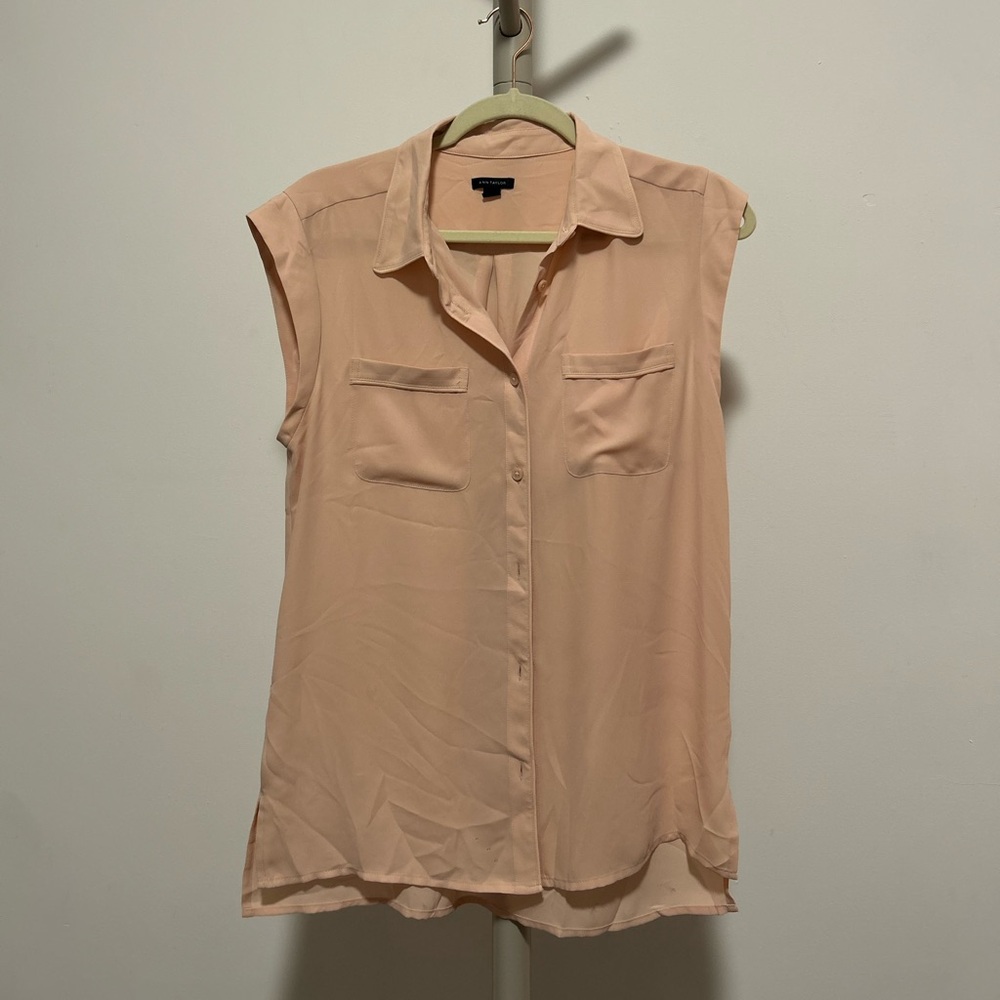 Ann Taylor Peach Sleeveless Blouse